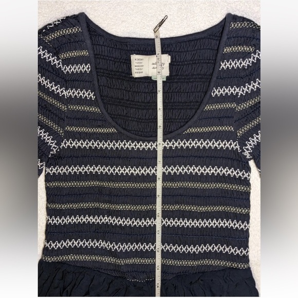 Anthropologie Saturday Sunday Gray White Fit and Flare Dress - Picture 9 of 11